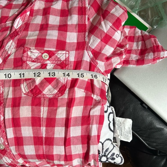 Red plaid button down shirt with pocket - Picture 8 of 8